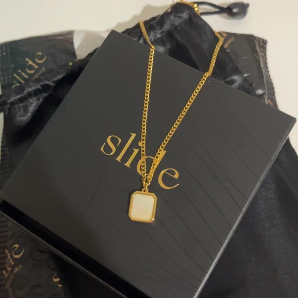 18k Gold Plated Slide Necklace with Pendant
